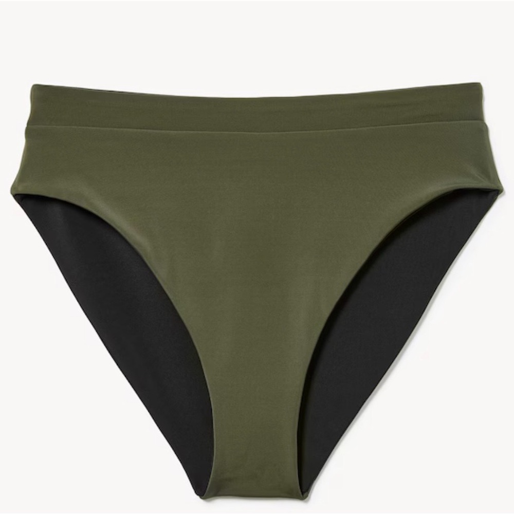 Women's Green and Black Reversible Swim Bottoms
